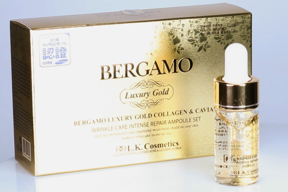 BERGAMO LUXORY GOLD 4kusová Sada Ampulí Kolagen & Kaviár, 13 ml x 4